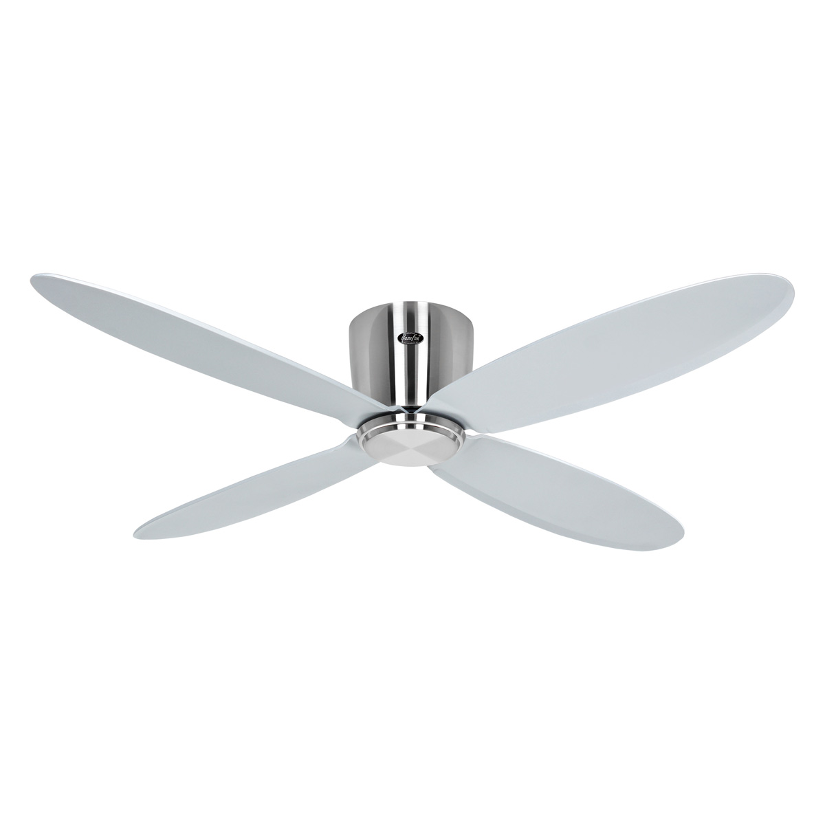 Matala_hiljainen_tuuletin ECOPLANOII132 _harjattu_kromi_hopeanharmaa_4_lapainen | Sisustusliike Portiikki Kromin värinen tuuletin 4 lapaa. Harjattu kromi runko kavat harmaa.