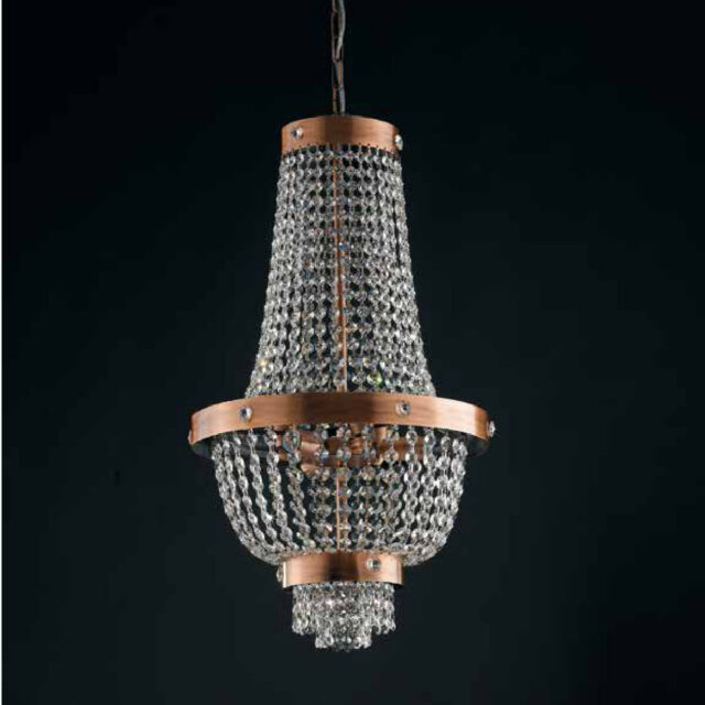 Moderni pussikruunu, kuparin värinen kattokruunu