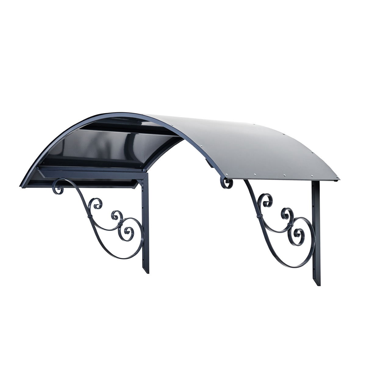 Ovikatos | Sisustusliike Portiikki Tummanharmaa kaareva ovikatos.