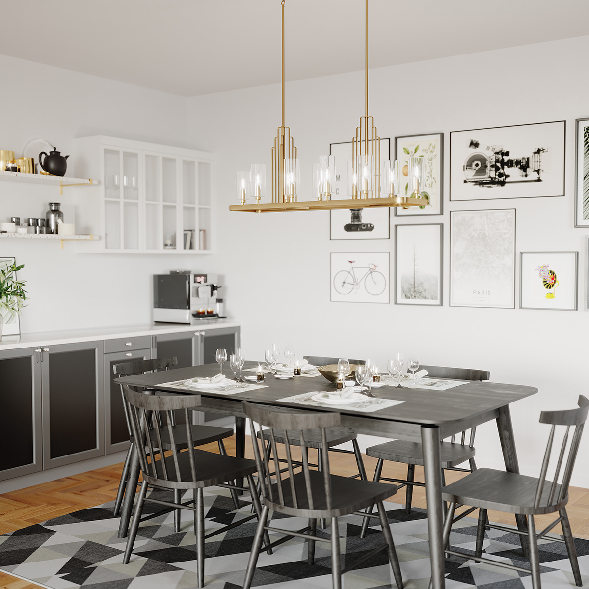 Pitkä kattokruunu ruokapöydän päälle | Sisustusliike Portiikki Pitkä kattokruunu ruokapöydän päälle