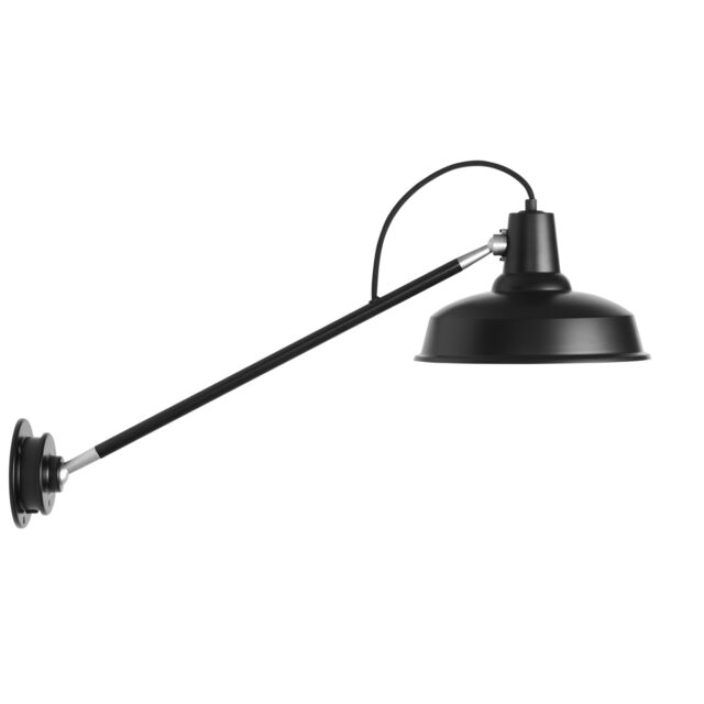 Musta seinävalaisin varrella. Taittuva varsi mustassa seinälampussa.