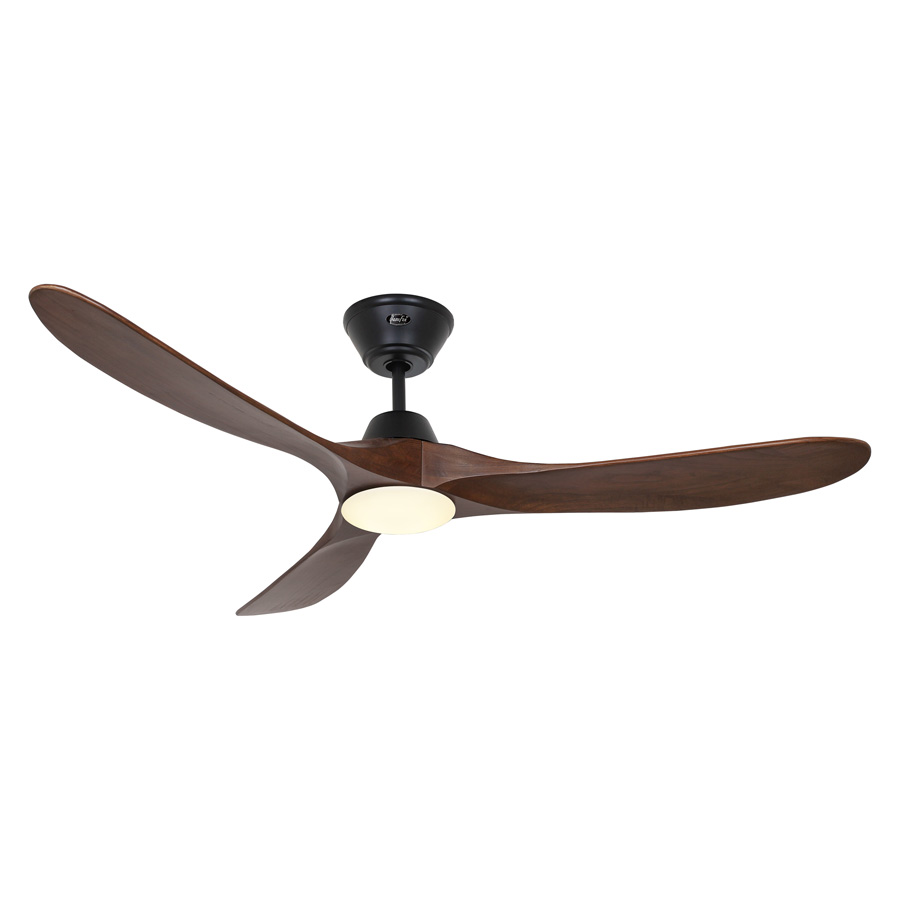 Tuuletin-himmennettavalla-lampulla | Sisustusliike Portiikki Led lamppulla oleva suuri kattotuuletin.