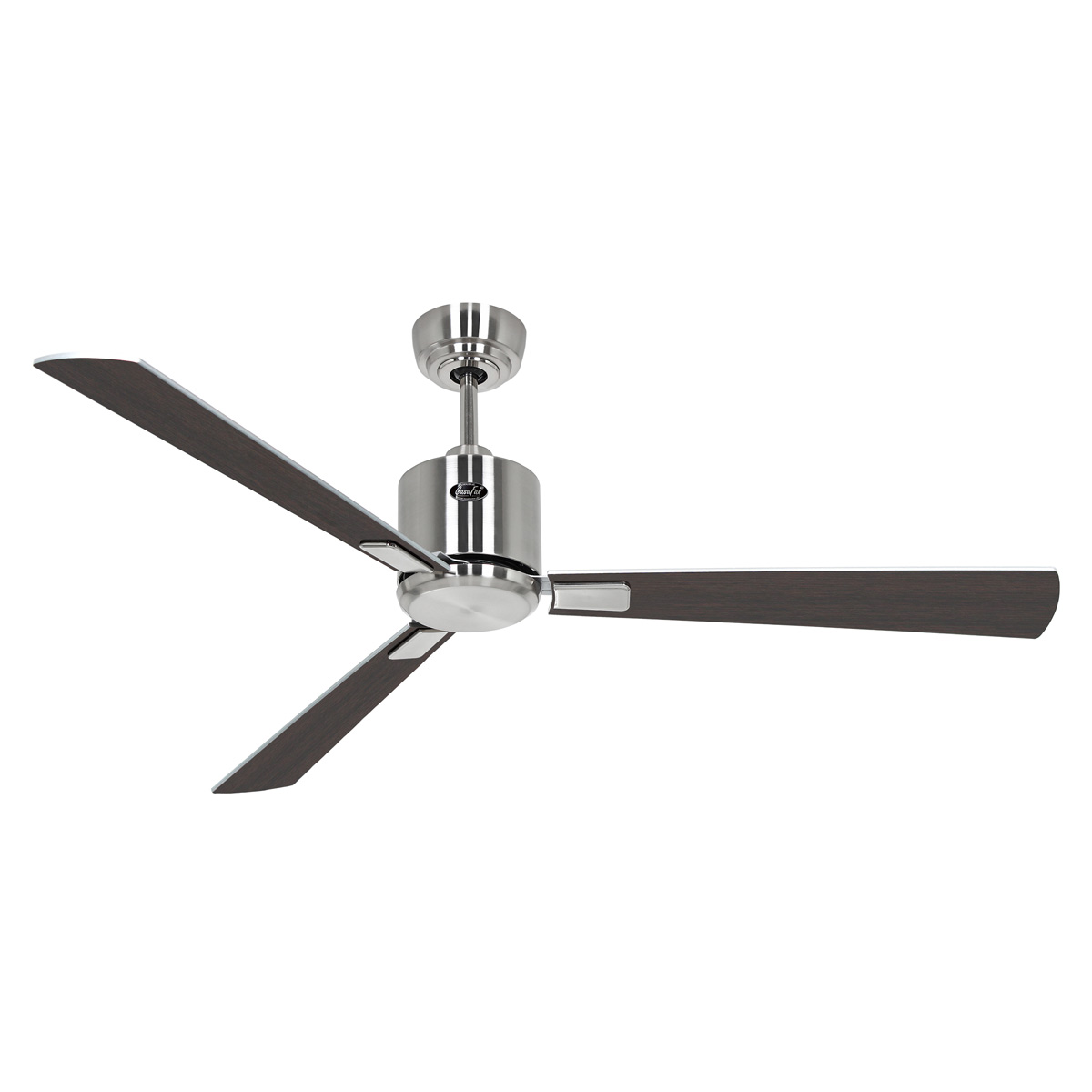 Tuuletin_kattoon_ECONEOIII132_harjattukromi_musta_tiikki_3_lapaa | Sisustusliike Portiikki Harjattu kromi mustat lavat hiljainen kattotuuletin