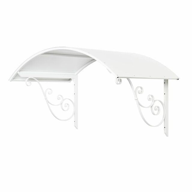 Laadukas valkoinen kareva ovikatos ja ovilippa.