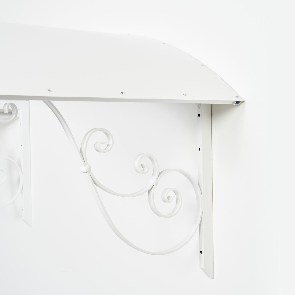 Valkoinen ovikatos 1 yk 2 | Sisustusliike Portiikki Valkoinen kaareva ovikatos.